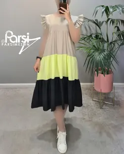 سارافون یقه خشتی سه رنگ