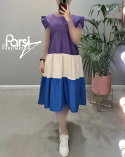 سارافون یقه خشتی سه رنگ