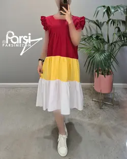 سارافون یقه خشتی سه رنگ