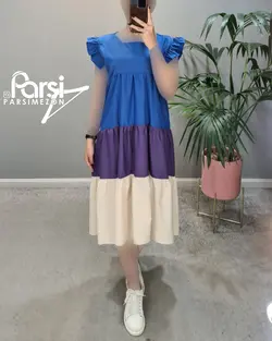 سارافون یقه خشتی سه رنگ