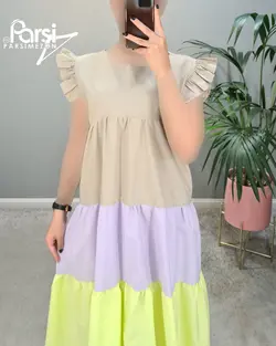 سارافون یقه خشتی سه رنگ