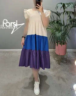 سارافون یقه خشتی سه رنگ