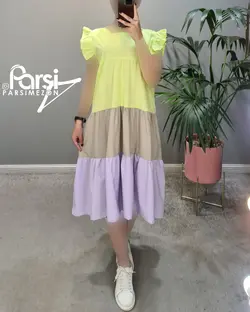 سارافون یقه خشتی سه رنگ