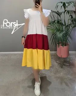 سارافون یقه خشتی سه رنگ