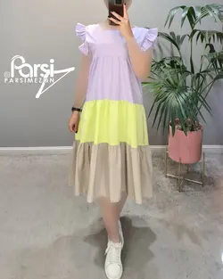 سارافون یقه خشتی سه رنگ