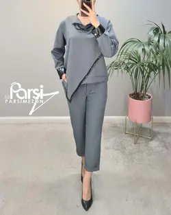 بلوز شلوار چرم‌دار