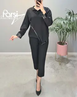 بلوز شلوار چرم‌دار