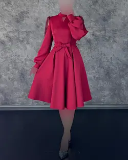 پیراهن آستین تور کمربندی