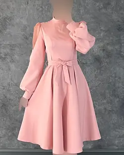 پیراهن آستین تور کمربندی