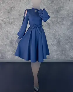 پیراهن آستین تور کمربندی