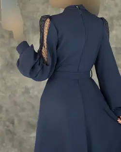 پیراهن آستین تور کمربندی