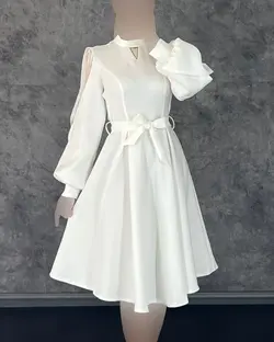 پیراهن آستین تور کمربندی