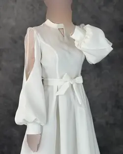 پیراهن آستین تور کمربندی