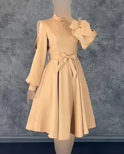 پیراهن آستین تور کمربندی