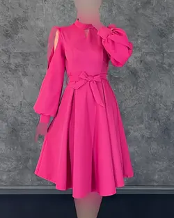 پیراهن آستین تور کمربندی