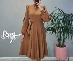 پیراهن آستین تور کمربندی