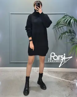 بافت یقه اسکی شل ساده