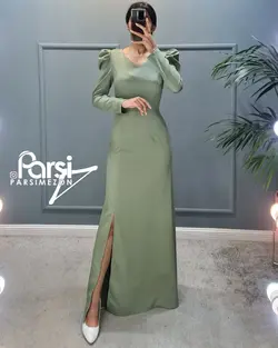 ماکسی چاکدار آستین پفی