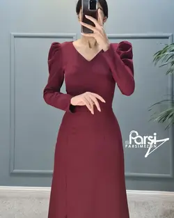 ماکسی چاکدار آستین پفی