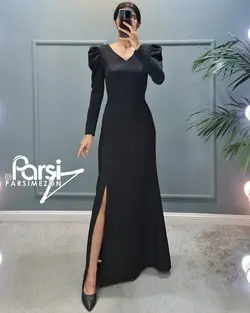 ماکسی چاکدار آستین پفی