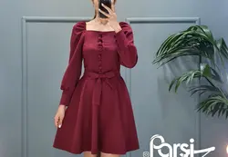 پیراهن یقه خشتی جلو دکمه