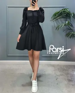 پیراهن یقه خشتی جلو دکمه