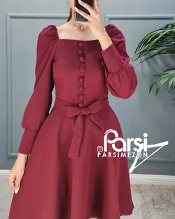 پیراهن یقه خشتی جلو دکمه