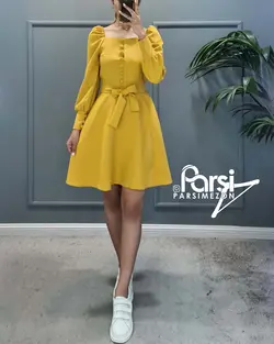 پیراهن یقه خشتی جلو دکمه