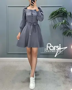 پیراهن یقه خشتی جلو دکمه