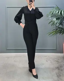 سرهمی یقه هفت جلو دکمه