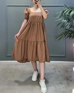 سارافون آستین پفی یقه خشتی