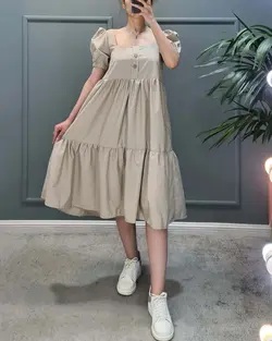 سارافون آستین پفی یقه خشتی