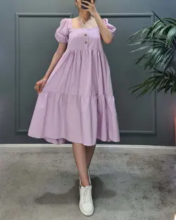 سارافون آستین پفی یقه خشتی