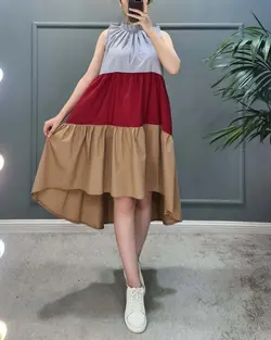 پیراهن سه رنگ یقه چیندار