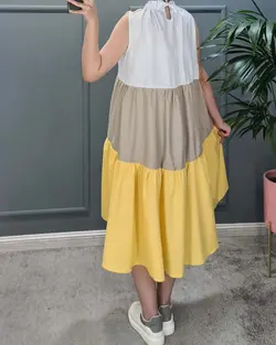 پیراهن سه رنگ یقه چیندار