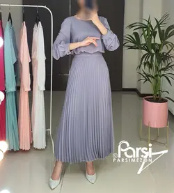 پیراهن کرپ حریر پلیسه