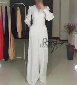 شومیز جلو دکمه آستین پف