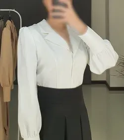 شومیز جلو دکمه آستین پف