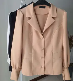 شومیز جلو دکمه آستین پف