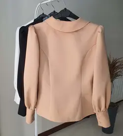 شومیز جلو دکمه آستین پف