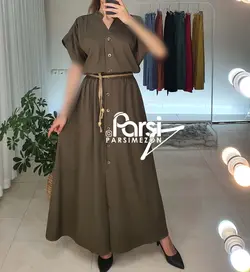 پیراهن کمرکش جلودکمه