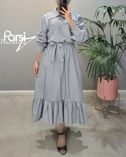 پیراهن جلودکمه یقه‌دار