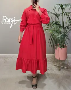 پیراهن جلودکمه یقه‌دار