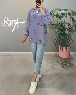 شومیز راه‌راه گلدوزی