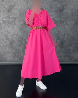 پیراهن لینن کمربندی