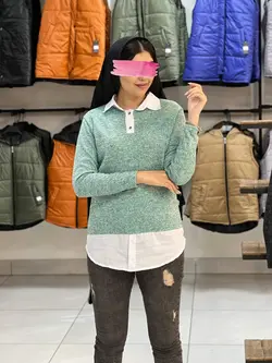 شومیز چسبیده یقه پیراهنی (۱۵۸۷)