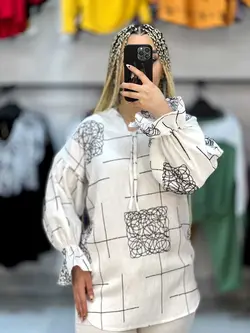 شومیز جلو بسته خامه دوزی سفید طهماسب (۱۱۲۹)