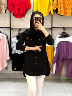 شومیز بغل زیپ مشکی(۱۱۲۴)