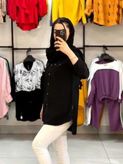 شومیز بغل زیپ مشکی(۱۱۲۴)