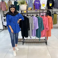 شومیز مانتویی کمربند دار آستین سرخود   (۱۳۳۹)